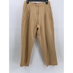 DIVINA Women's Tan Linen-Blend Milan Straight Leg Casual Pants SZ S